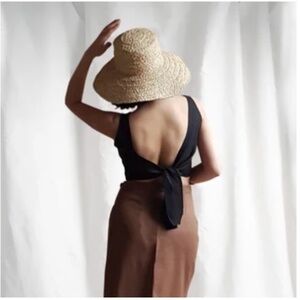 Linen Backless Top, Linen Back Tie Top, Penny Tie Top, Black Linen Top, XXL
